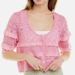 NWT Zara Pink Lace Knit Top